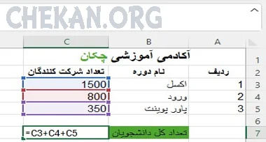 عملگر های حسابی,آموزش اکسل ,عملگر بعلاوه در اکسل- Arithmetic operators - Excel training - Plus operator in Excel